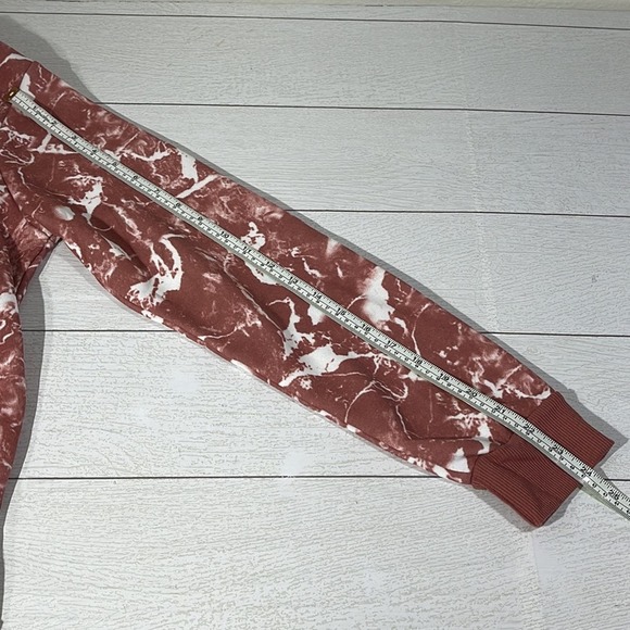 LIT 26 Zip Up Dusty Rose and White Marble Print Hoodie Size Large - Picture 8 of 10